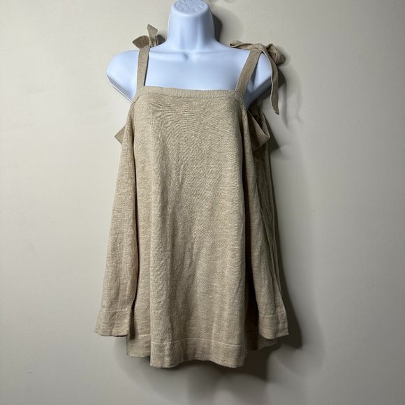 J. Crew Tops - J. Crew Beige Cold Shoulder Top Women's Large NEW